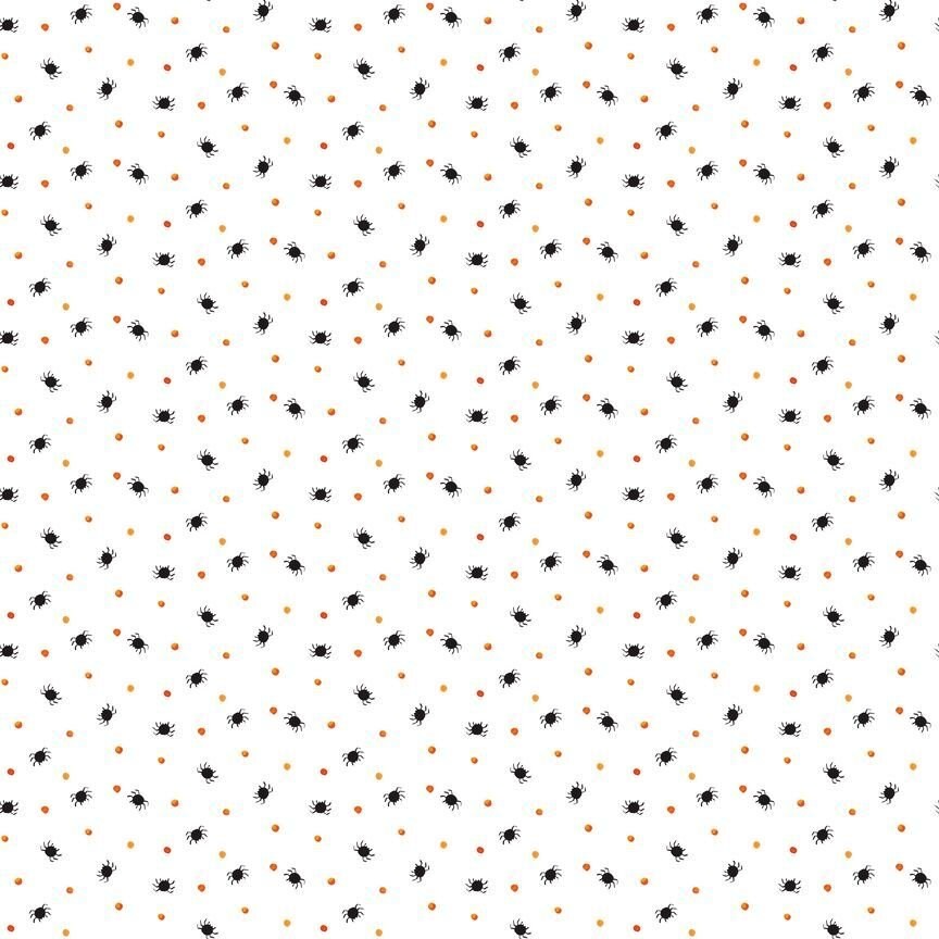 Timeless Treasures Halloween Mini Spiders and Dots on White 100% Cotton Price per Yard