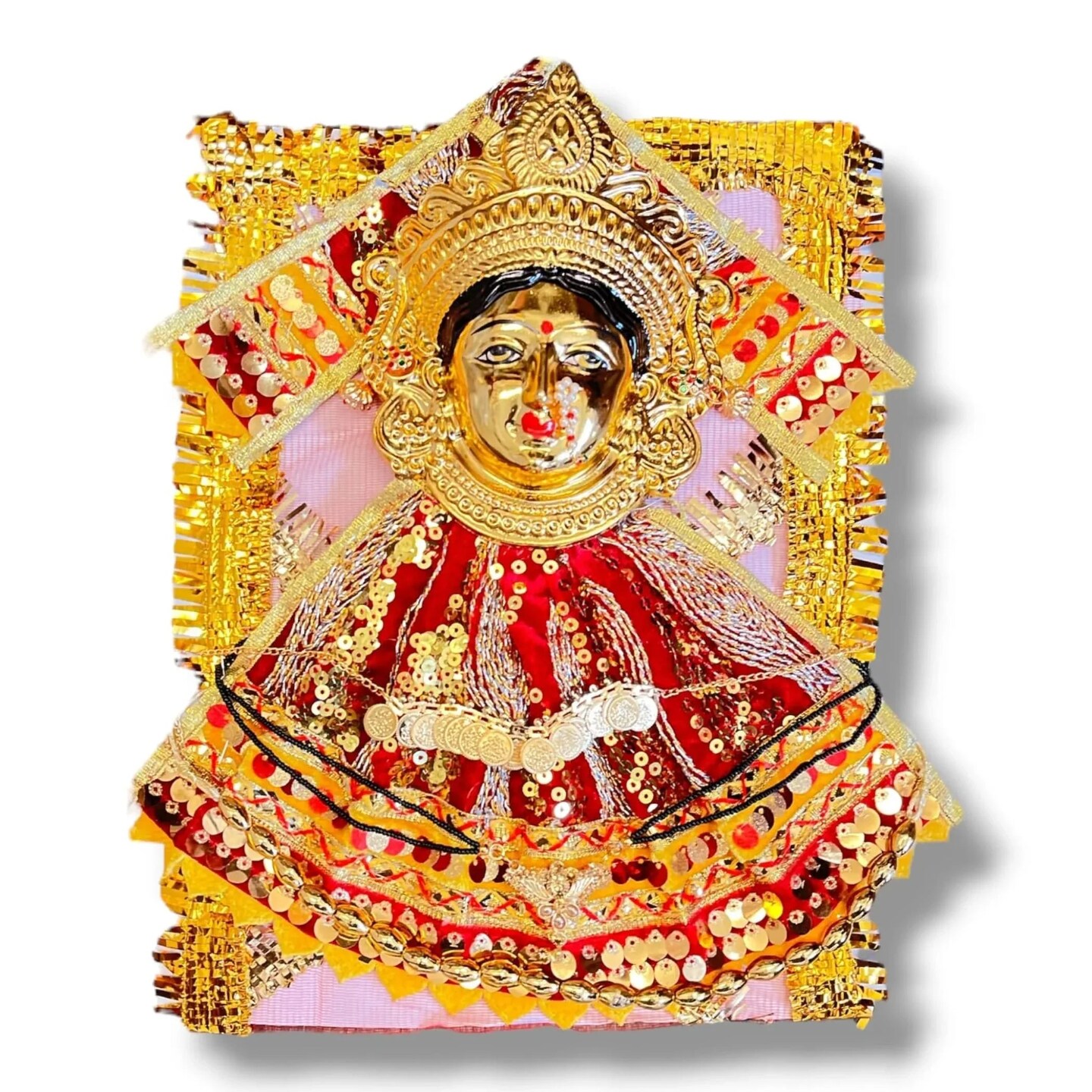 Varalaxmi Goddess Face Set Devi Mata Mukhota Mahalaxmi Face Velvet Idol Gotta with Embroidery Dress Jewelry for Vara Lakshmi Vratam Navaratri Margashirsha Vratha Pooja Temple