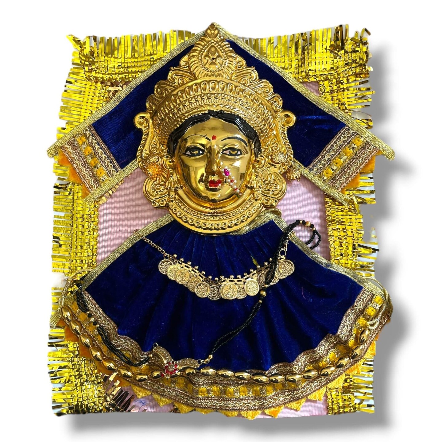 Varalaxmi Goddess Face Set Devi Mata Mukhota Face Idol with Velvet Dress Jewelry for Vara Lakshmi Vratam Navaratri Margashirsha Vratha Pooja Temple - Mahalaxmi Goddess Face