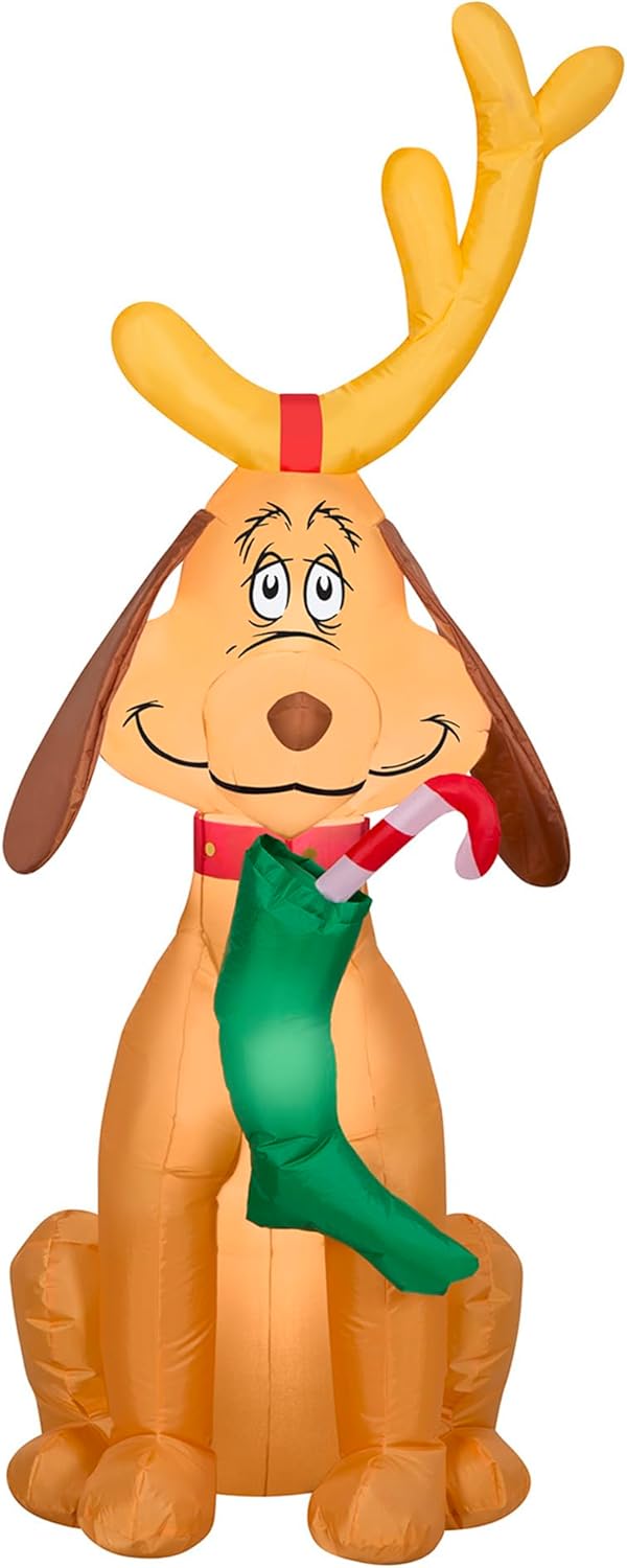 4' Gemmy Airblown Inflatable Christmas Max Holding A Stocking Yard Decoration 114407