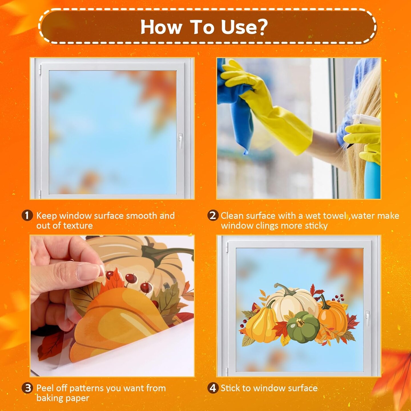 Pumpkin Thanksgiving Stickers Decorations for Glass