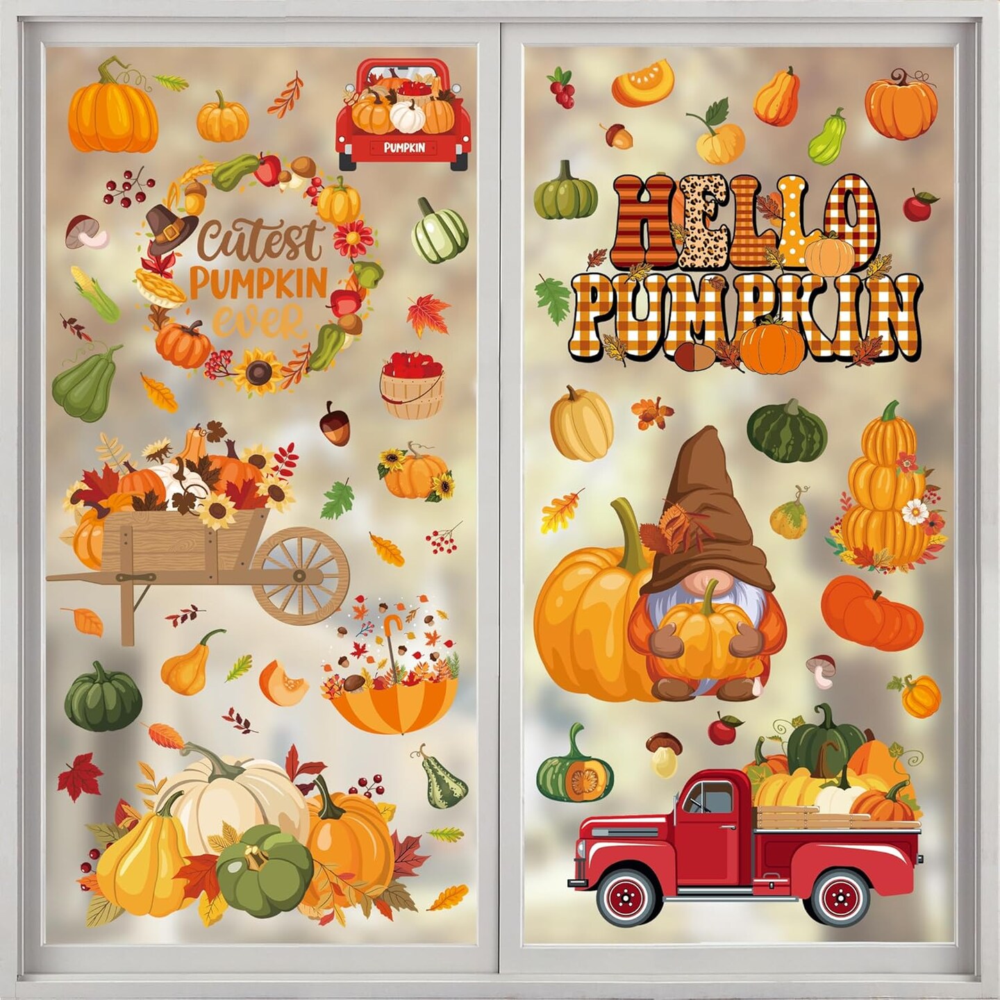 Pumpkin Thanksgiving Stickers Decorations for Glass