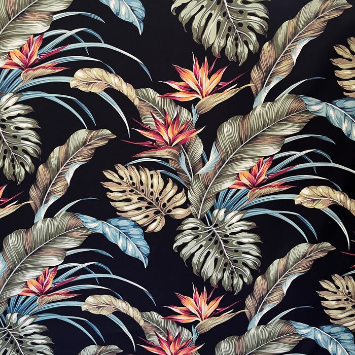 1 Yard Monstera Banana Leaves Birds Paradise Cotton Upholstery Fabric 56-58 inches Wide