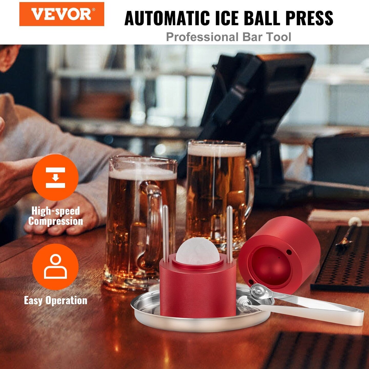 VEVOR-2.4"-Efficient Ice Ball Press for Cocktails and Beverages-1 Piece