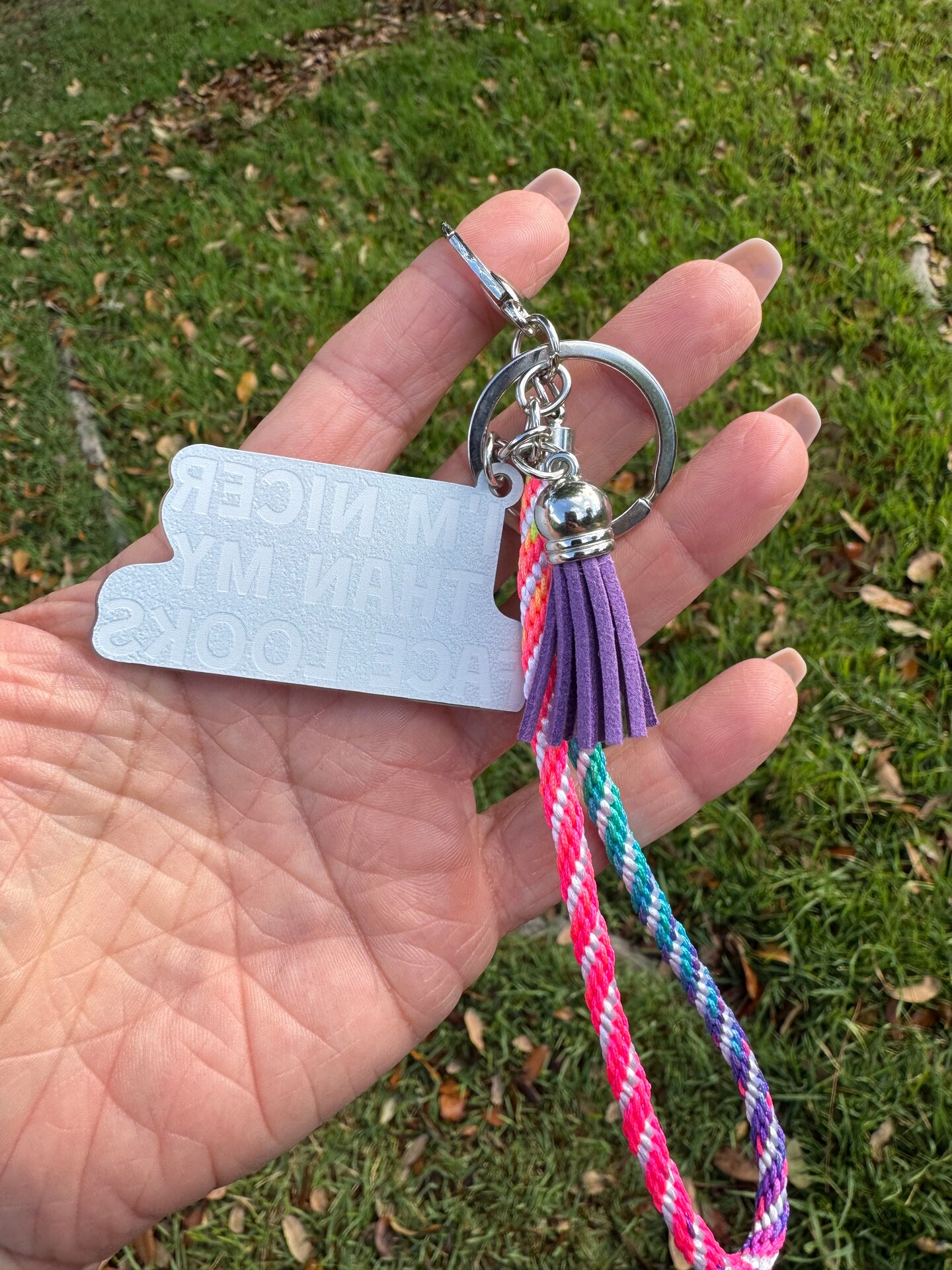 Rainbow Resting B Face Keychain - Funny Best Friend Gift, Colorful