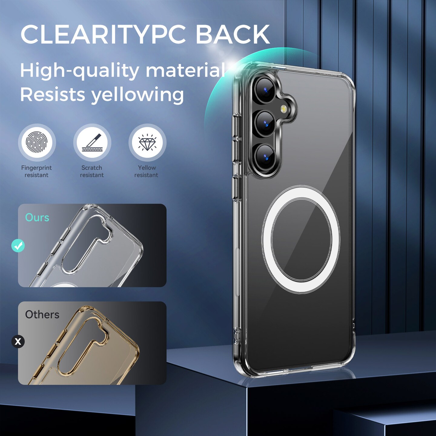 Clear Magnetic Case for all SAMSUNG Galaxy S25 series, S26 models & A17, with Ring Stand, Shock Absorbing Bumper, Fingerprint Resistant