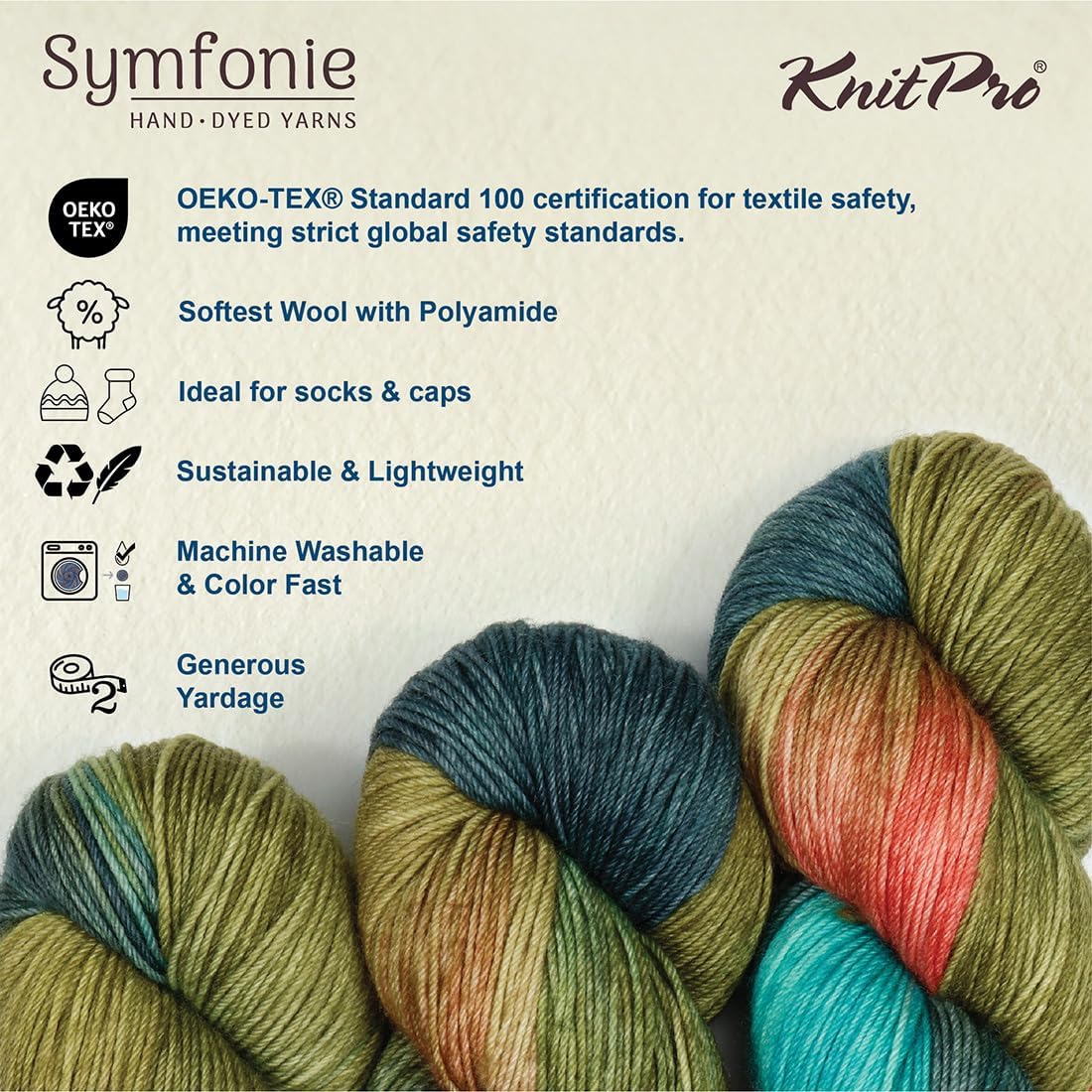 KnitPro Symfonie Premium Hand-Dyed Merino Wool & Polyamide Sock Yarns|Terra Variegated Colors