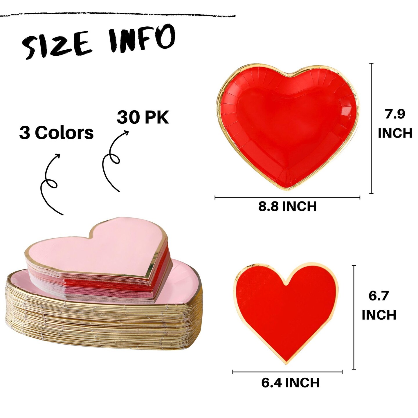 Valentines Day Plates and Napkins Party Supplies - Serves 30 - Assorted 3 Colors Includes Paper Plates and Napkins for Valentine Decor Party Supplies Valentines Day Decor Valentine's Day Decorations