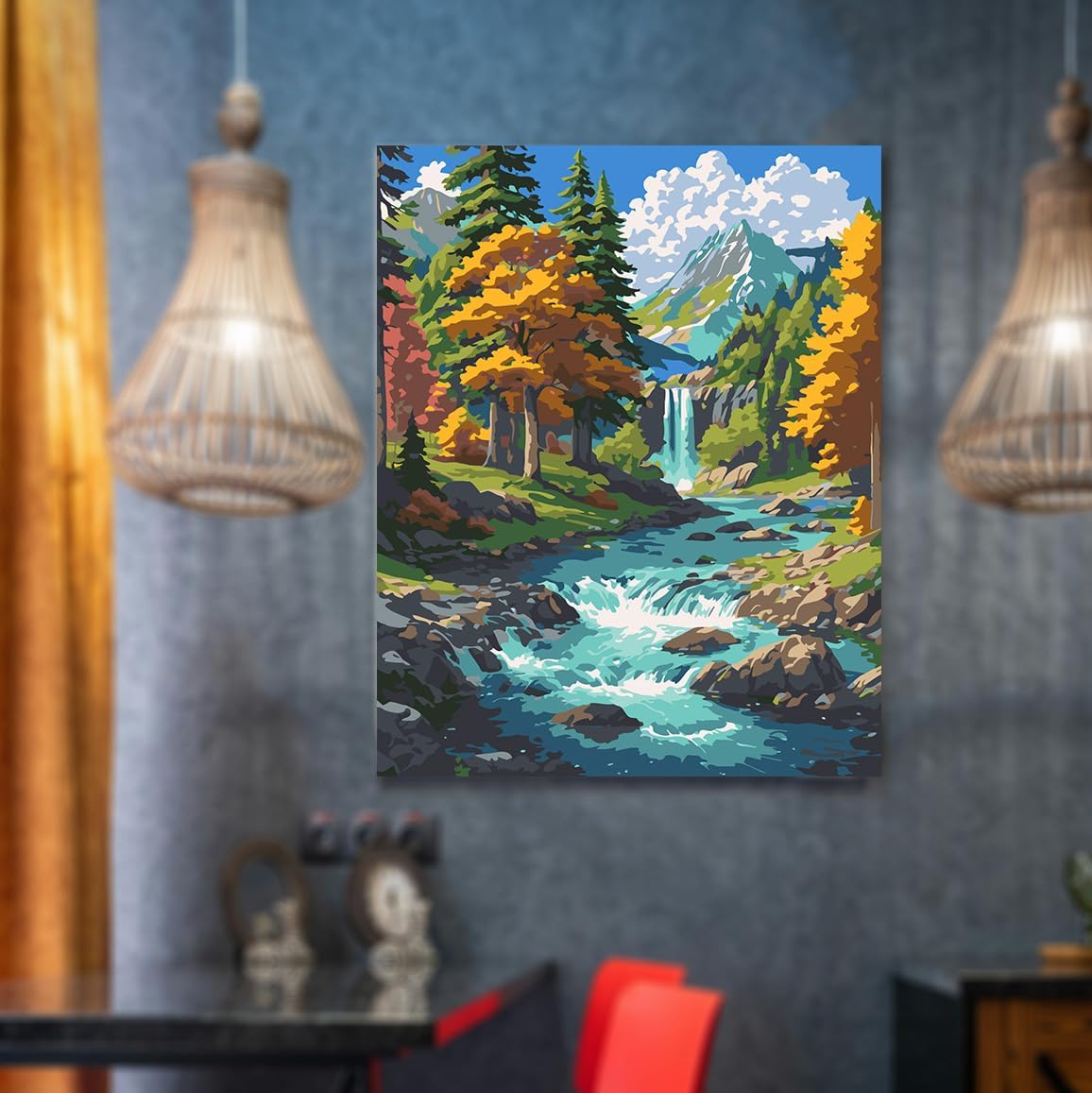 Mountain Stream Paint by Numbers Kit for Adults Mountains Canvas Painting Kit Beginner Landscape Oil Paint by Number Kits National Parks Kit for Adults Beginners 16x 20 in
