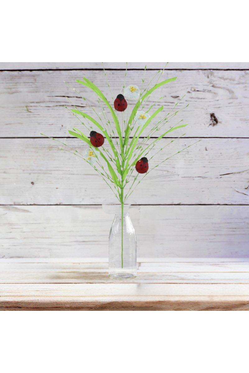 28&#x22; Grass Pip Flower Ladybug Spray