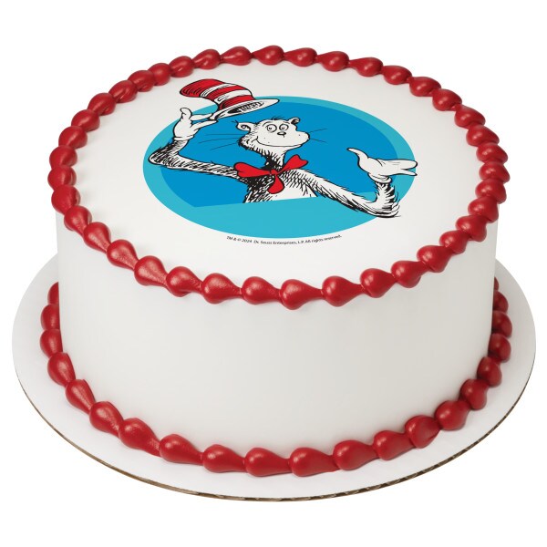 Cat in the Hat Edible Cake Topper 7.5in Round