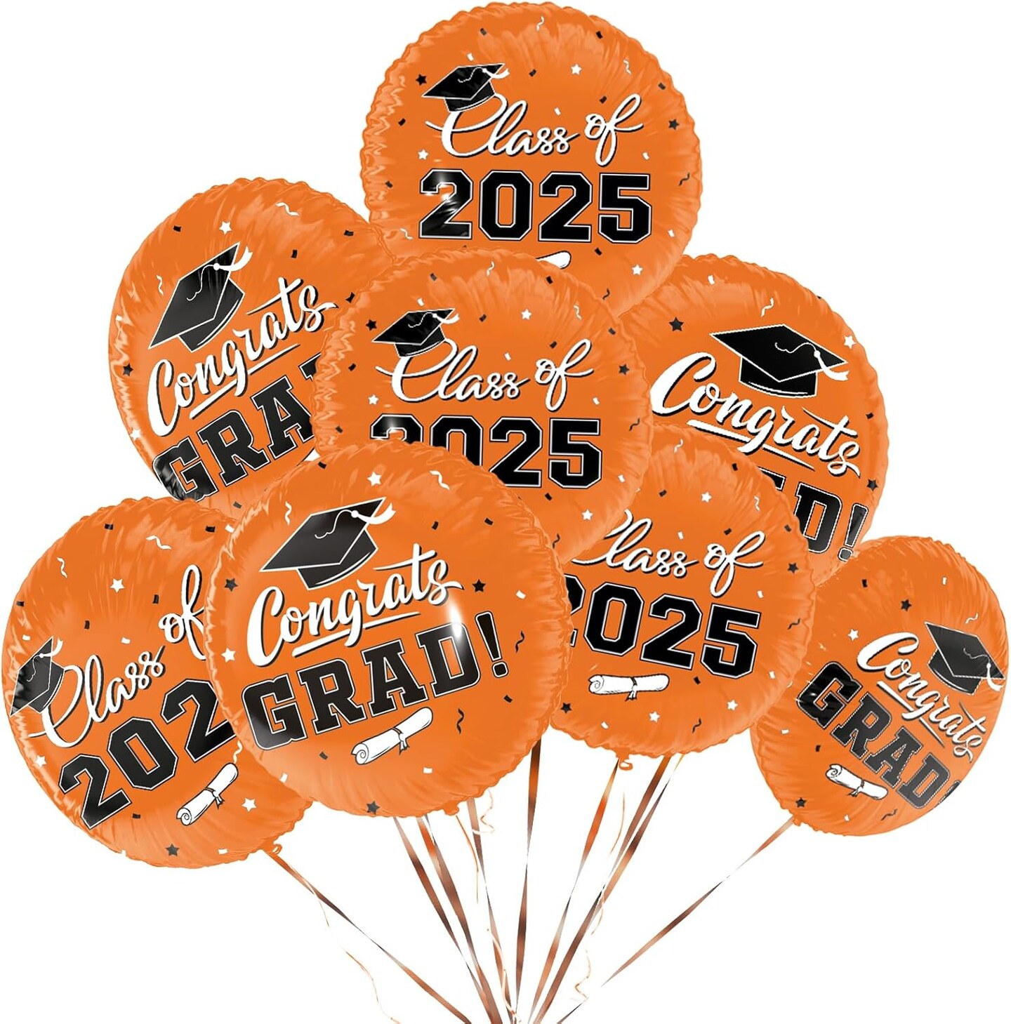 Class of 2025 Graduation Party Supplies & Decorations - 12pcs 18" Congrats Grad Orange Balloons Set for Memorable Grad Celebrations
