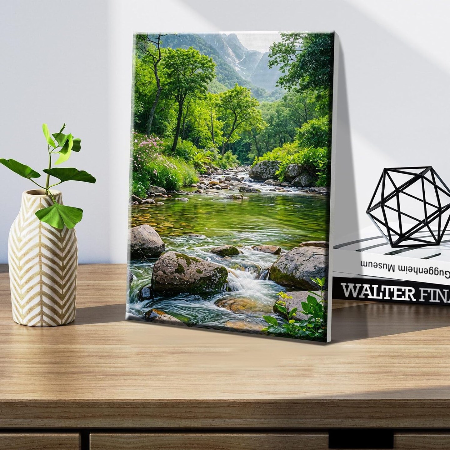 Landscape Paint by Number Kit for Adults Beginner with Easel Mountain Adult Paint by Number Kits on Canvas with Frame Forest DIY Oil Painting Kits for Gift Home Wall Decor 7.87x11.81 Inch