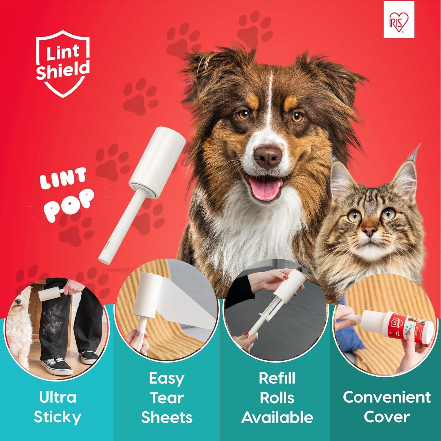 IRIS USA Extra Sticky Lint Roller, Value Pack Comes with Storage Box, Standard and T-Handle Roller, Refills, 90 Sheets/Roll, 1260 Sheets Total