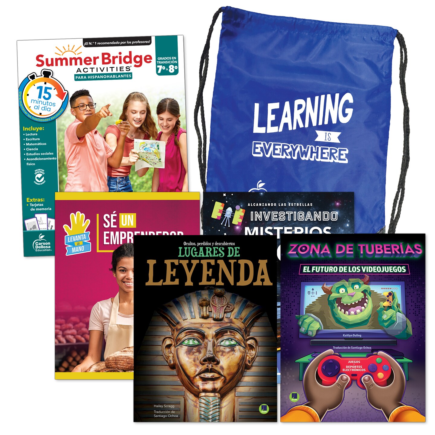 Summer Bridge Activities Grades 7-8 Spanish Summer Learning Backpack, Spanish Language 7th Grade to 8th Grade Workbook All Subjects, Flash Cards, Middle School Nonfiction &#x26; Fiction Children&#x27;s Books