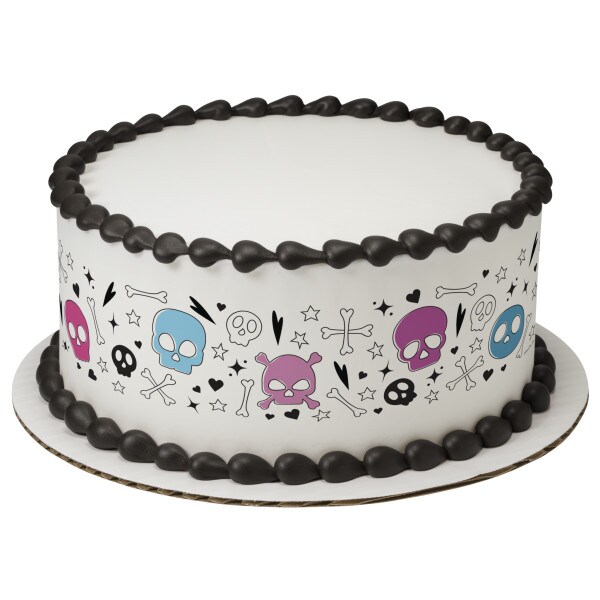 Cutesy Skulls Edible Cake Topper Image Strips 3ct