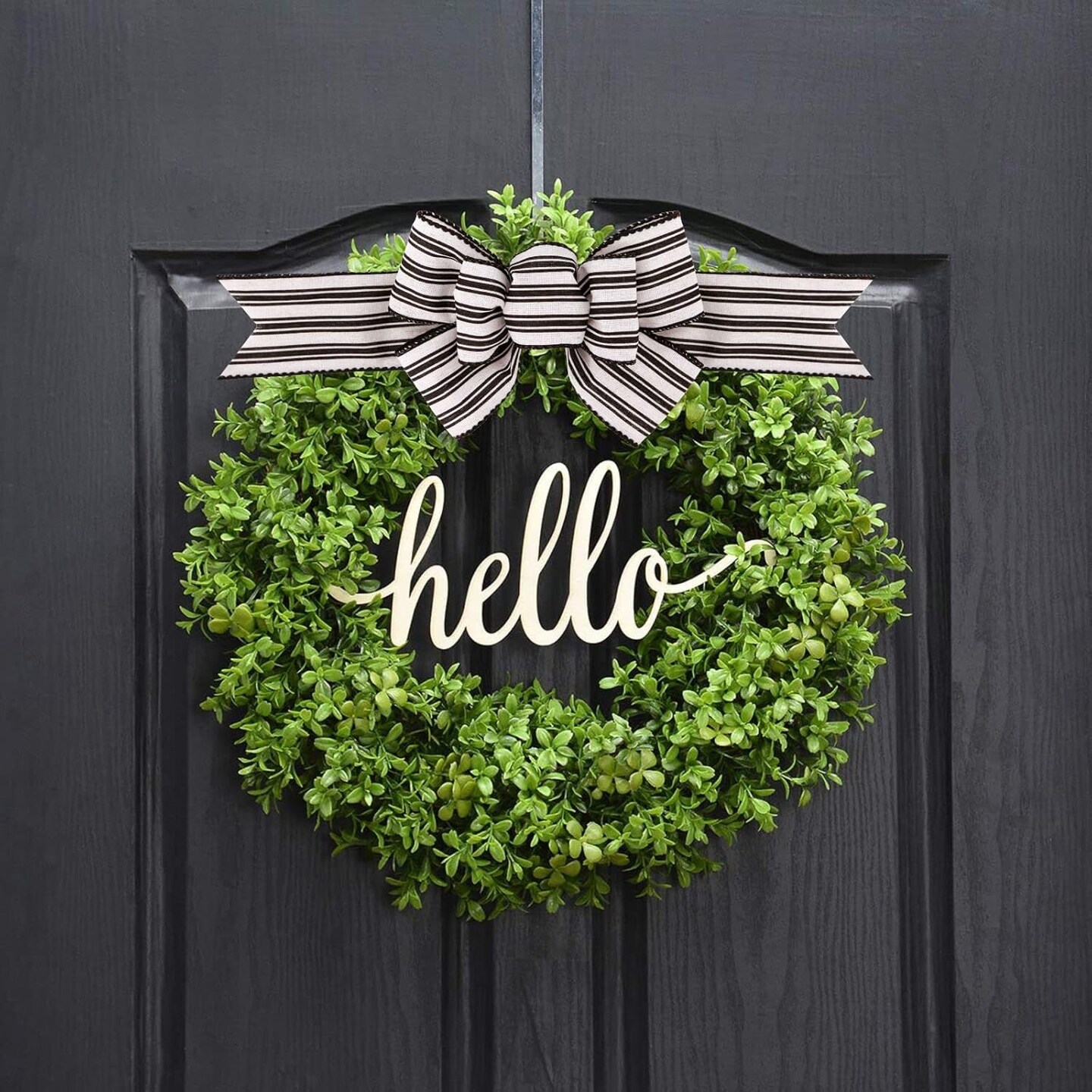 2PCS Farmhouse Striped Burlap Bows – Black & White Wired Ribbon for Wreaths, Tree & Gift Decor