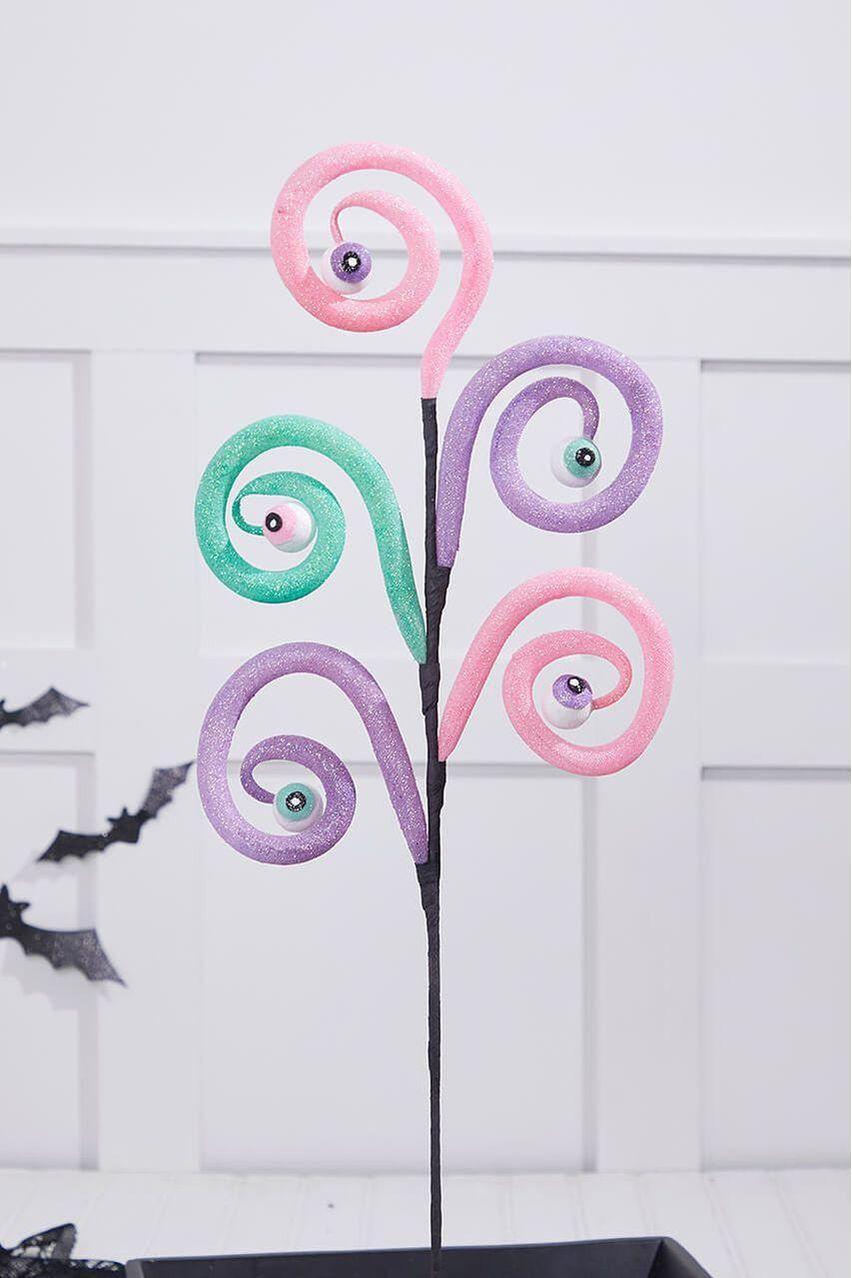 28&#x22; Eyeballs Spiral Curly Spray: Pink, Purple, Mint