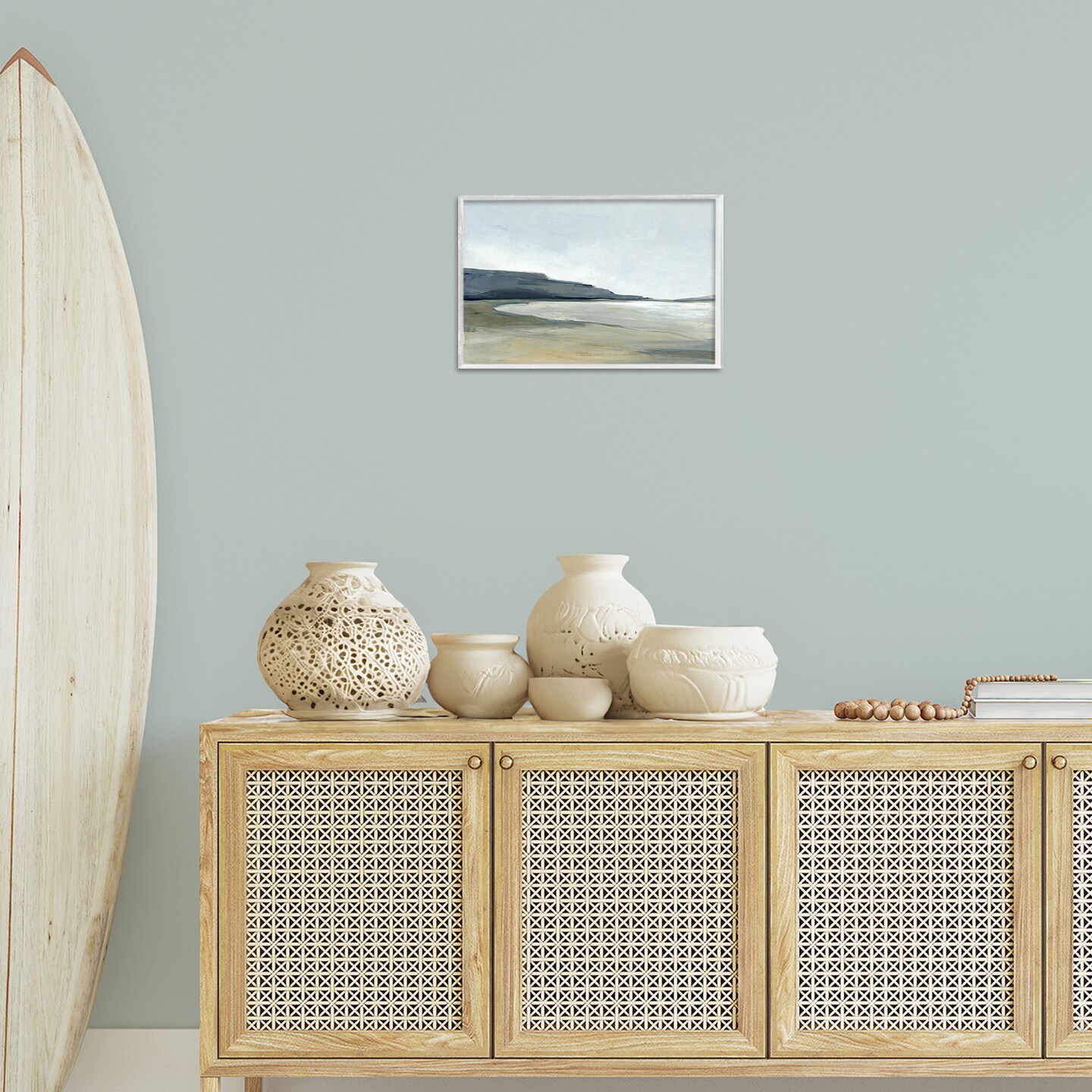 Stupell Industries Muted Coastline Cliff Framed Giclee Wall Art Design by Hannah Dawson