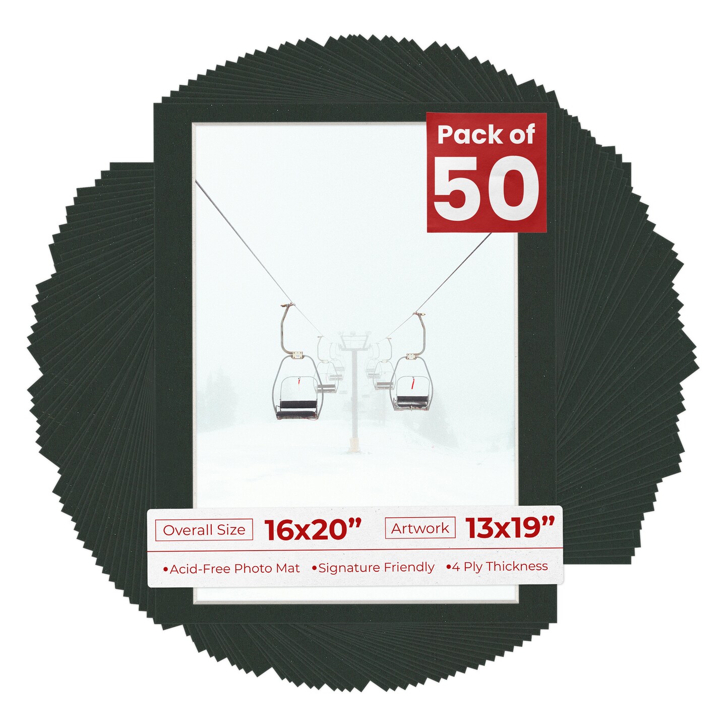 Textured Black Mat Board for 16x20 Frames - Fits 13x19 Photos