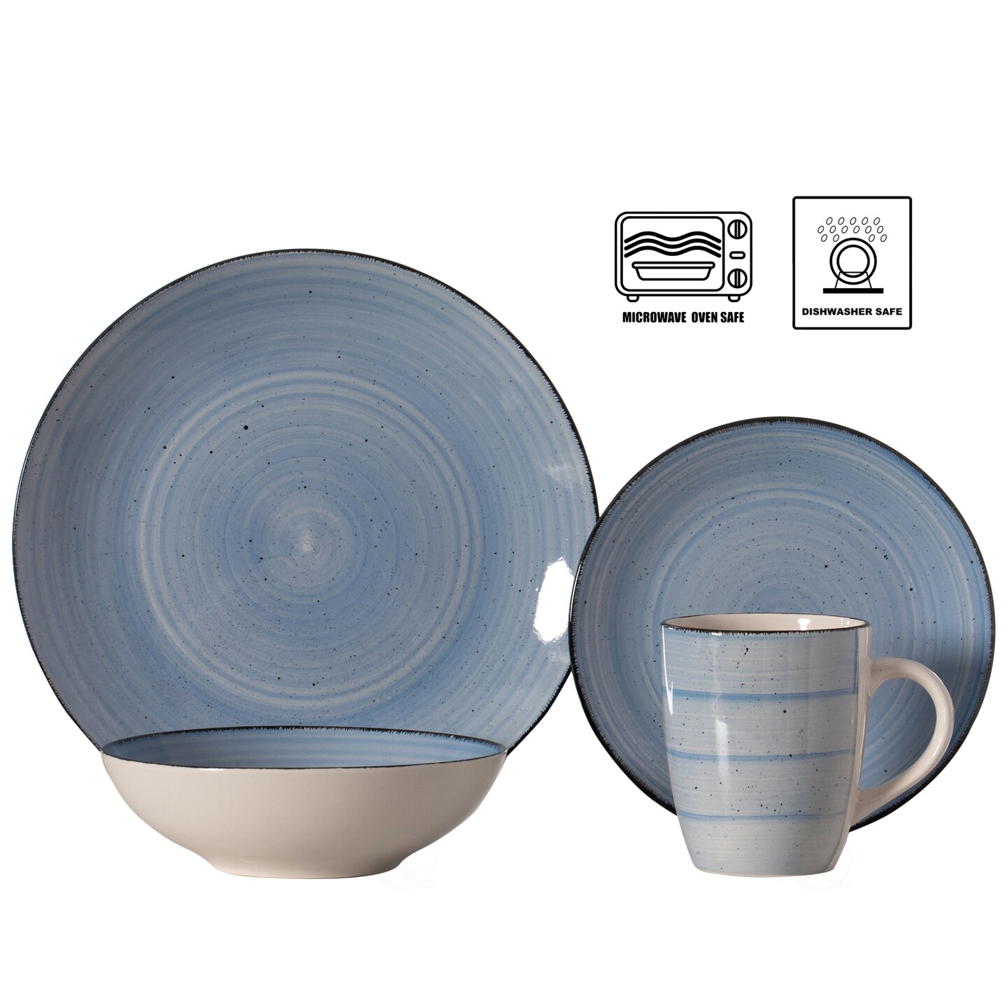 Ceramic Dinnerware Set - Includes Mugs, Bowls, Salad and Dinner Plates, Highly Chip and Crack Resistant, Dishwasher Microwave and Oven Safe