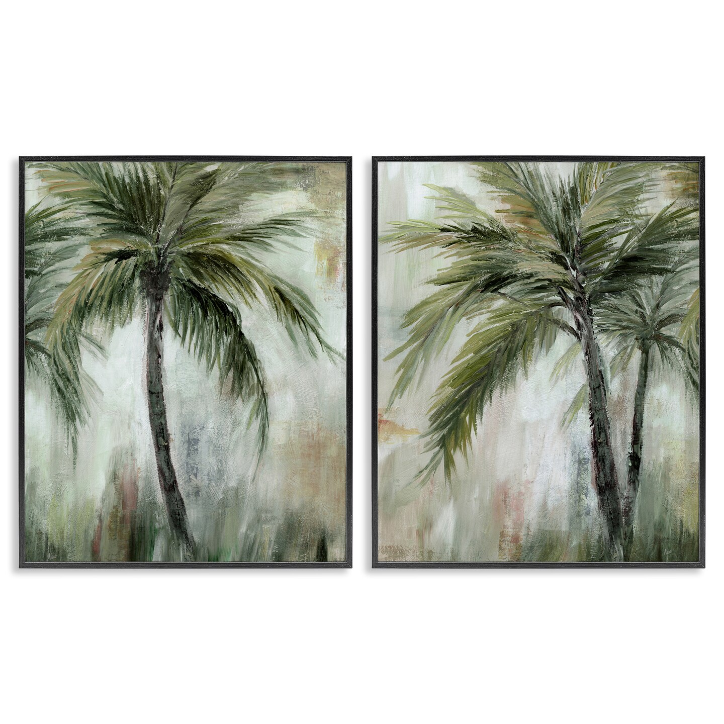 Stupell Industries Palm Trees Impressions 2pc Framed Giclee Wall Art Set Design by Nan