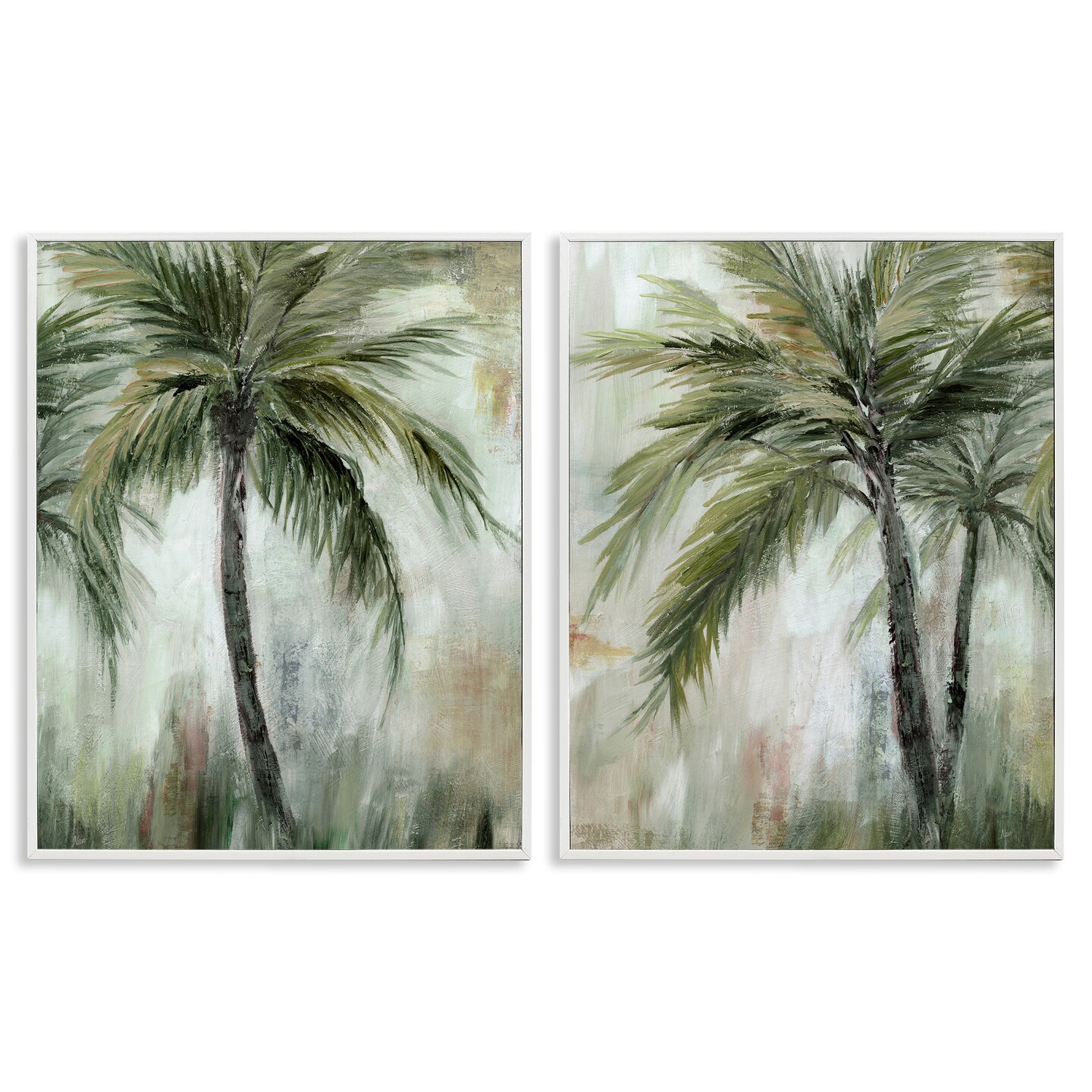 Stupell Industries Palm Trees Impressions 2pc Framed Giclee Wall Art Set Design by Nan