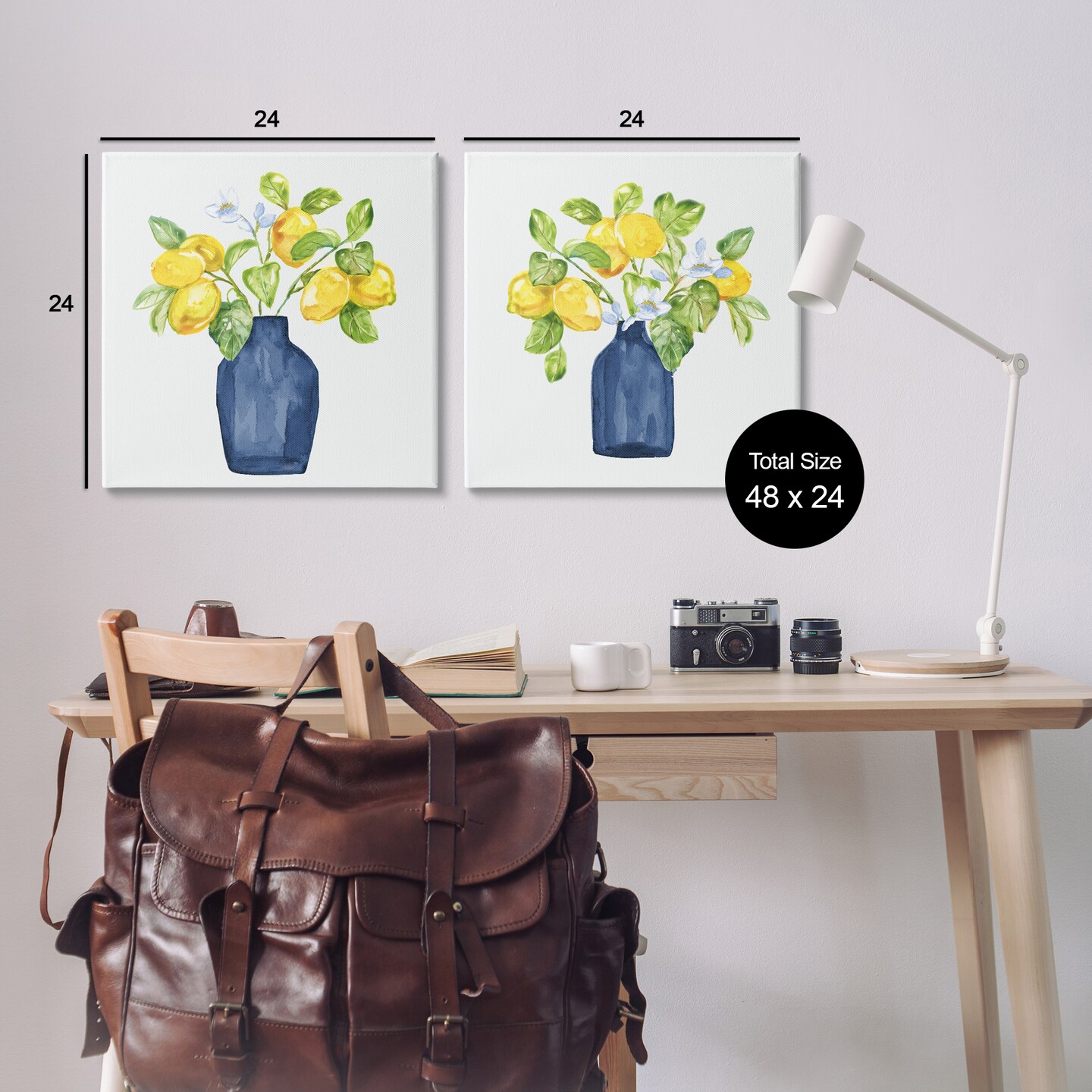 Stupell Industries Lemon Branches in Vases 2pc Canvas Wall Art Set Design by Nan