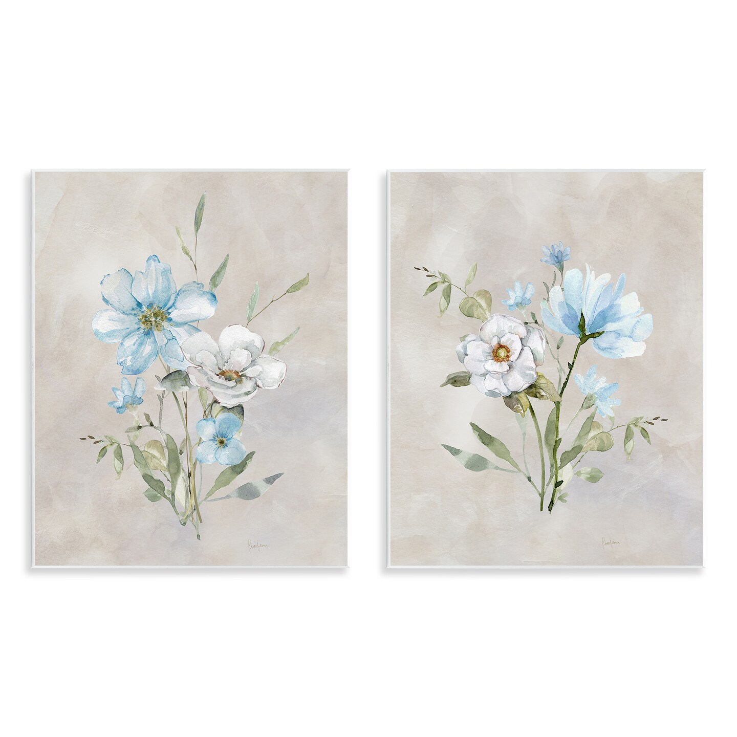Stupell Industries Delicate Flower Tendrils 2pc Wall Plaque Art Set Design by Livi Finn