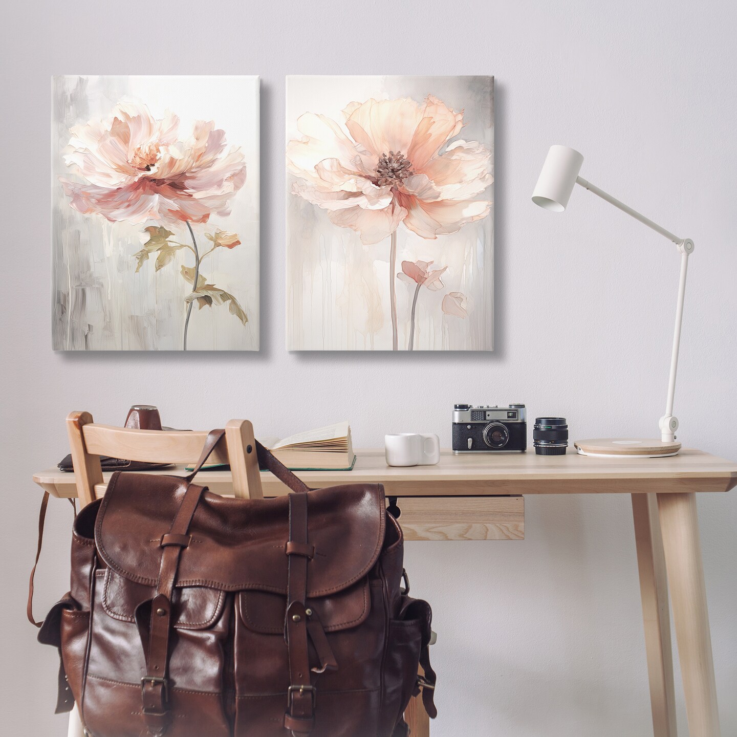 Stupell Industries Soft Pink Budding Flowers 2pc Canvas Wall Art Set Design by Raymond Powers