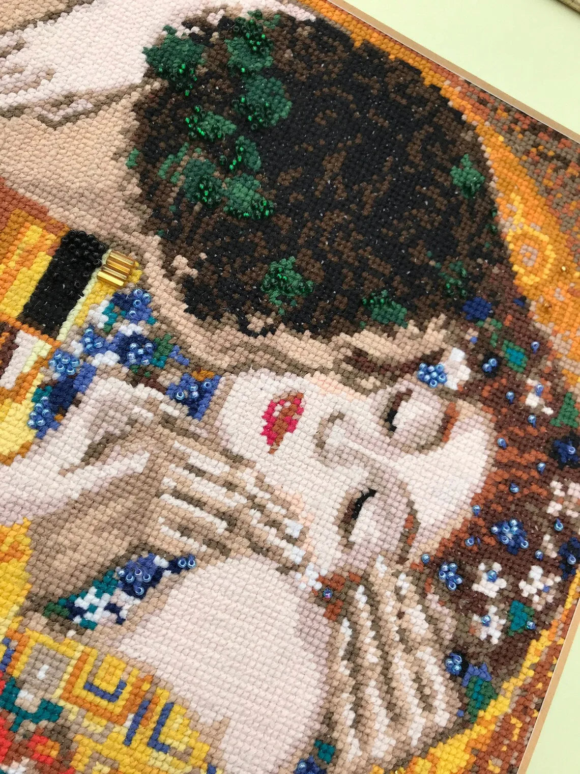 The Kiss after G. Klimt&#x27;s Painting R1170 Counted Cross Stitch Kit