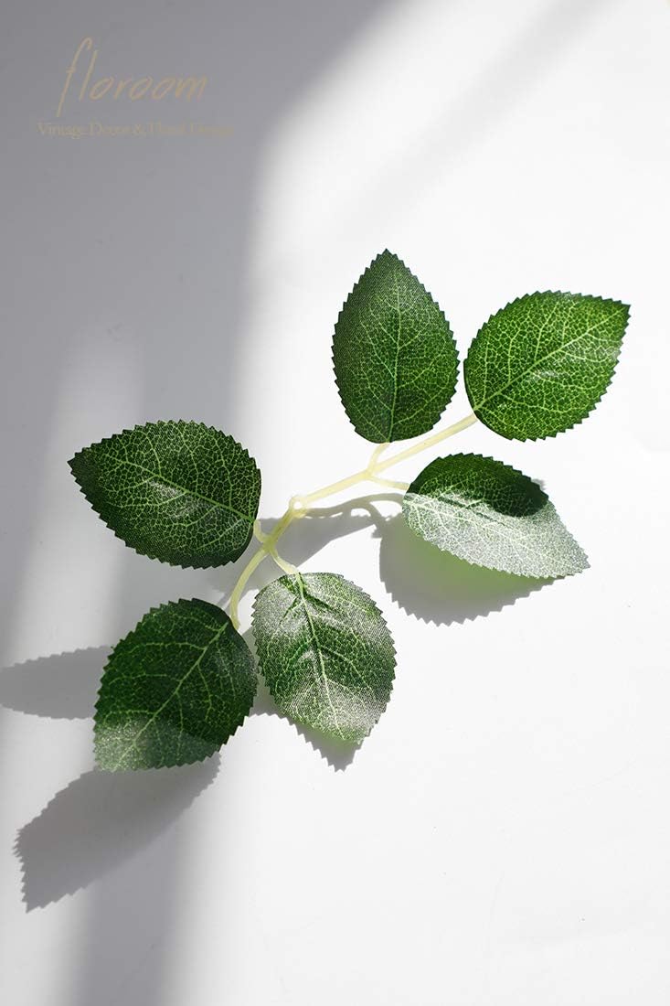 Artificial Green Leaves 35pcs Bulk Faux Silk Greenery Fake Rose Flower Leaves for DIY Wedding Bouquets Bridal Shower Centerpieces Home Decorations