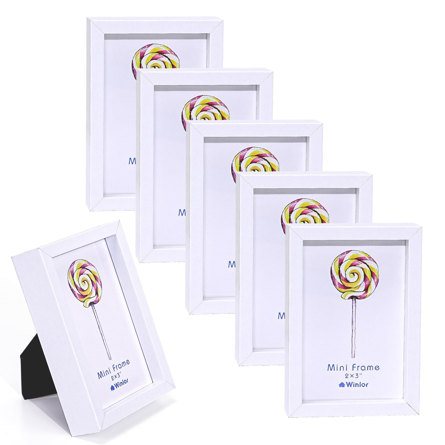 Small Picture Frames, Mini Size Baby Photo Frame, 2x3&#x27;&#x27;, Set of 6, For Tabletop Home Decor, Polaroid Picture Frame with Soft Magnet, Cute Refrigerator Magnets, White