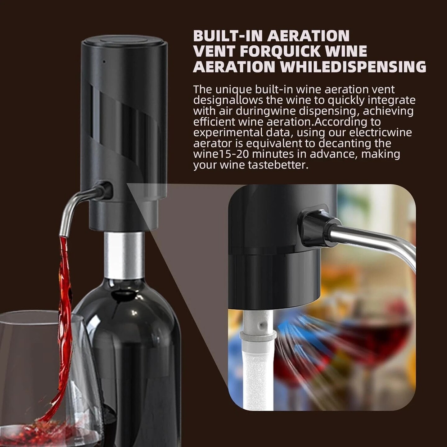 Electric Wine Decanter Aerator Dispenser Automatic One Button Dispenser