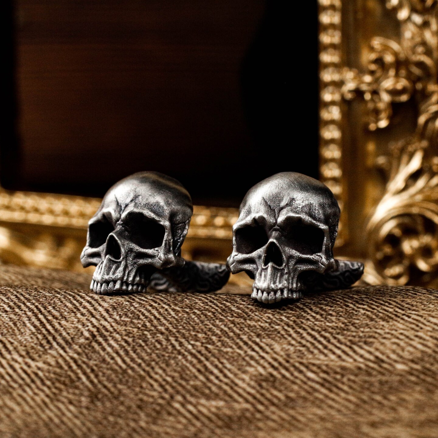 925 Silver Skull Cufflinks, Goth Wedding Groomsmen Gift