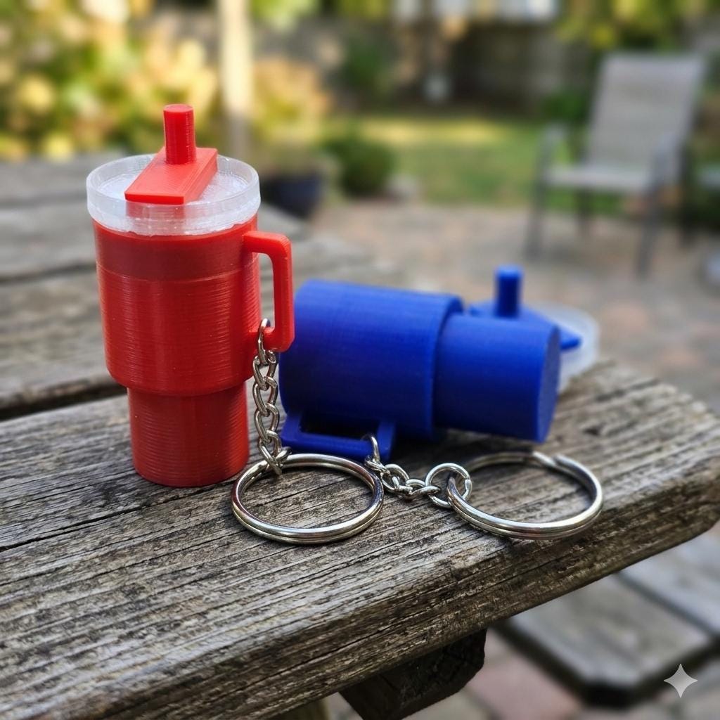 Mini Tumbler Pillbox Keychain - Stanley Yeti Style Cup for Travel