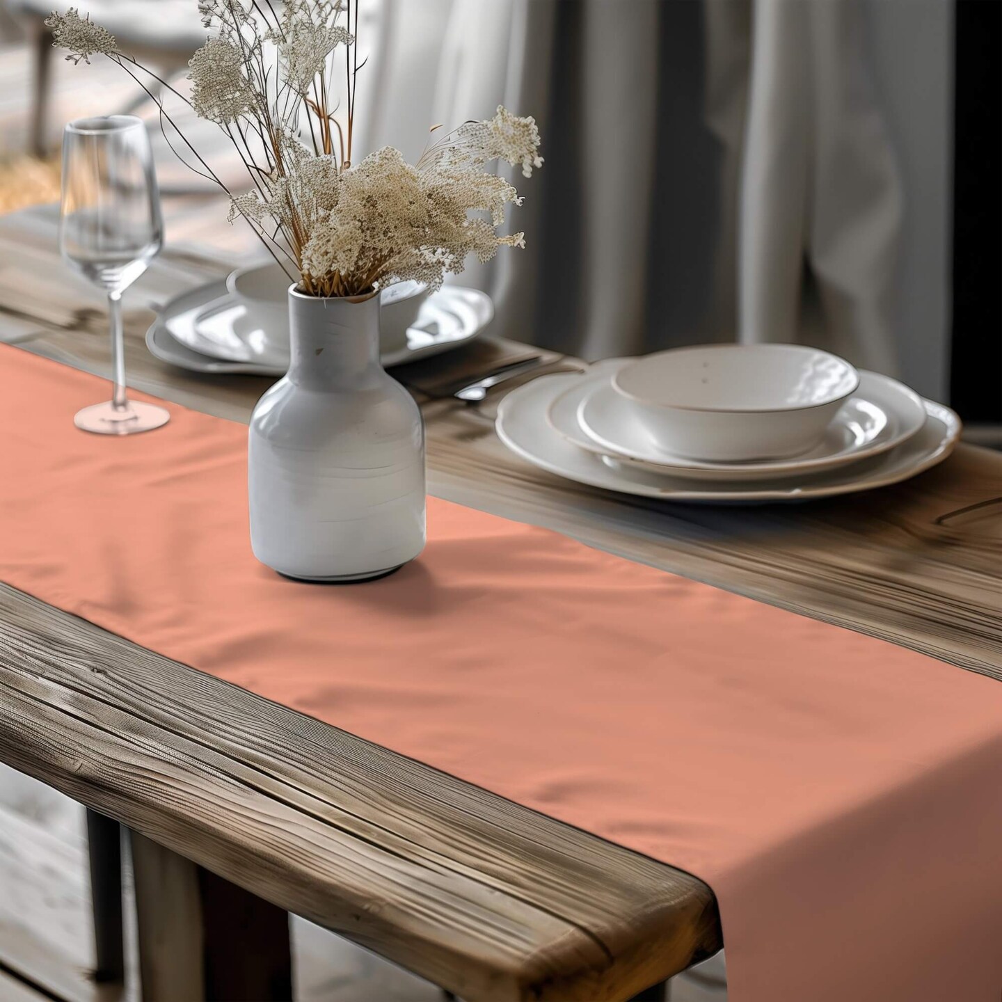 Peach Coral Salmon Table Runners Placemats USA Handmade Modern Contemporary 24 36 48 54 66 72 inches Custom Sizes Swatches product 5