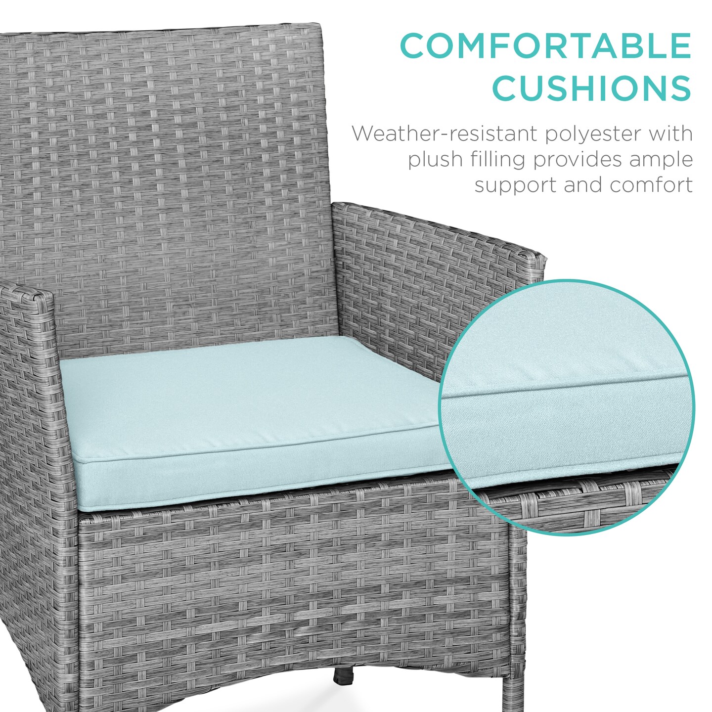 Best Choice Products 3-Piece Outdoor Wicker Conversation Patio Bistro Set, w/ 2 Chairs, Table
