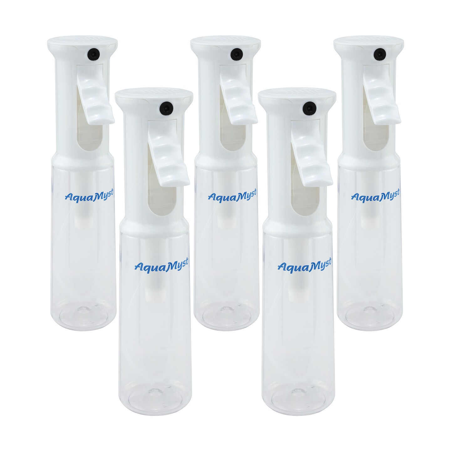 Creative Mark AquaMyst 300 ml Continuous Mist Spray Bottle - 5-Pack - Ergonomic Plant Mister - Water Mister Spray Bottle w/ Pre-Compression Technology, Drip-Free 0.3 mm Nozzle, Clear 10.14 oz Bottles