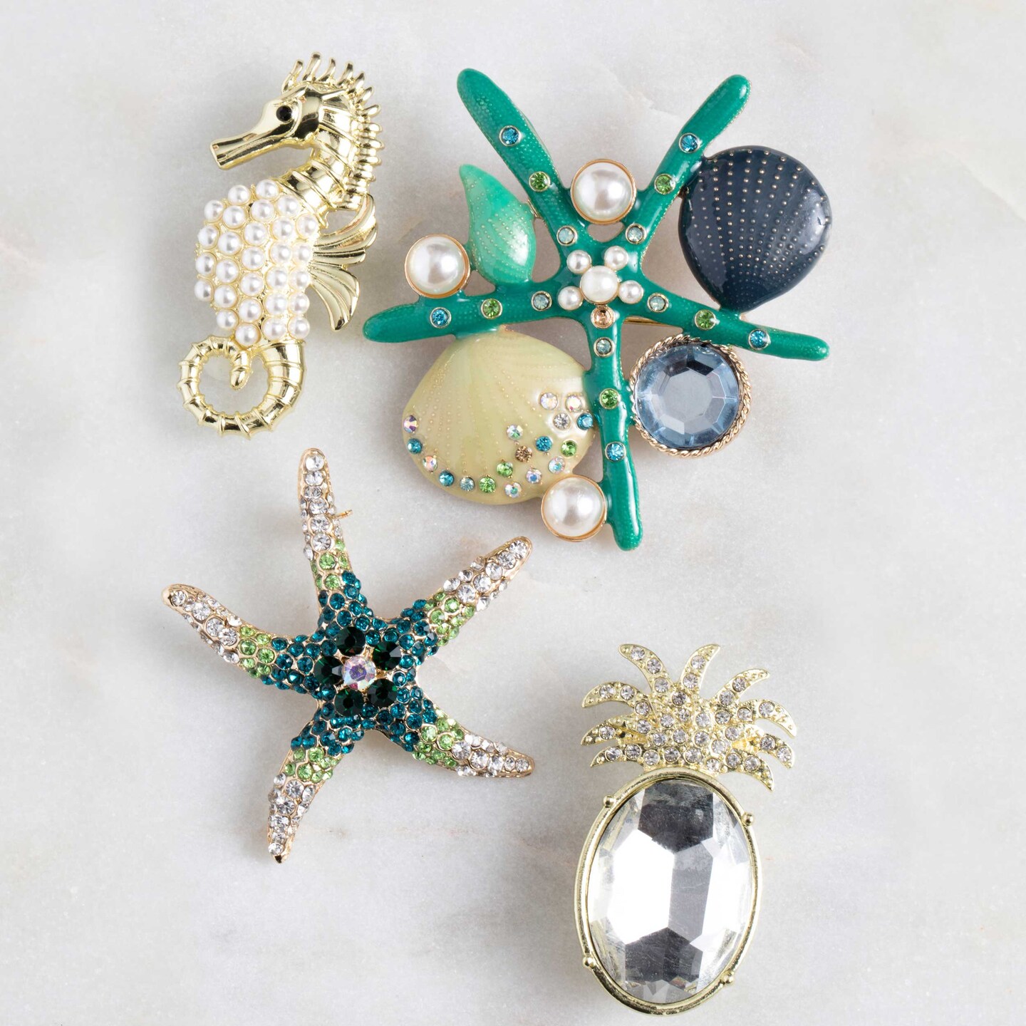 Bright Gold and Glass Pineapple Brooch