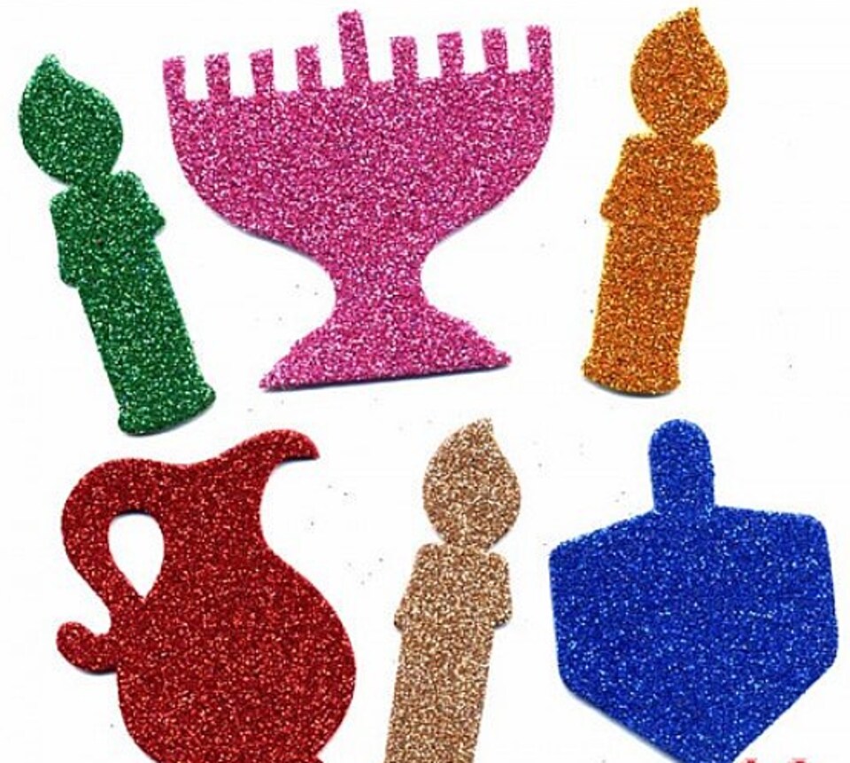Glitter Chanukah Foam Shapes, 48/Pack – Sparkly Foam Cutouts for Jewish Holiday Crafts, Classroom & DIY Art