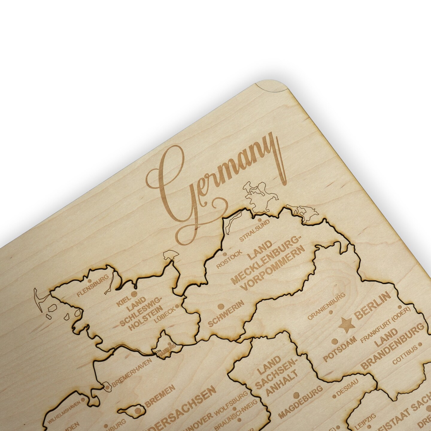 Germany Puzzle Map - Art Kit - Raw Wood 12x18 Inches - 16 Pieces - With Stand
