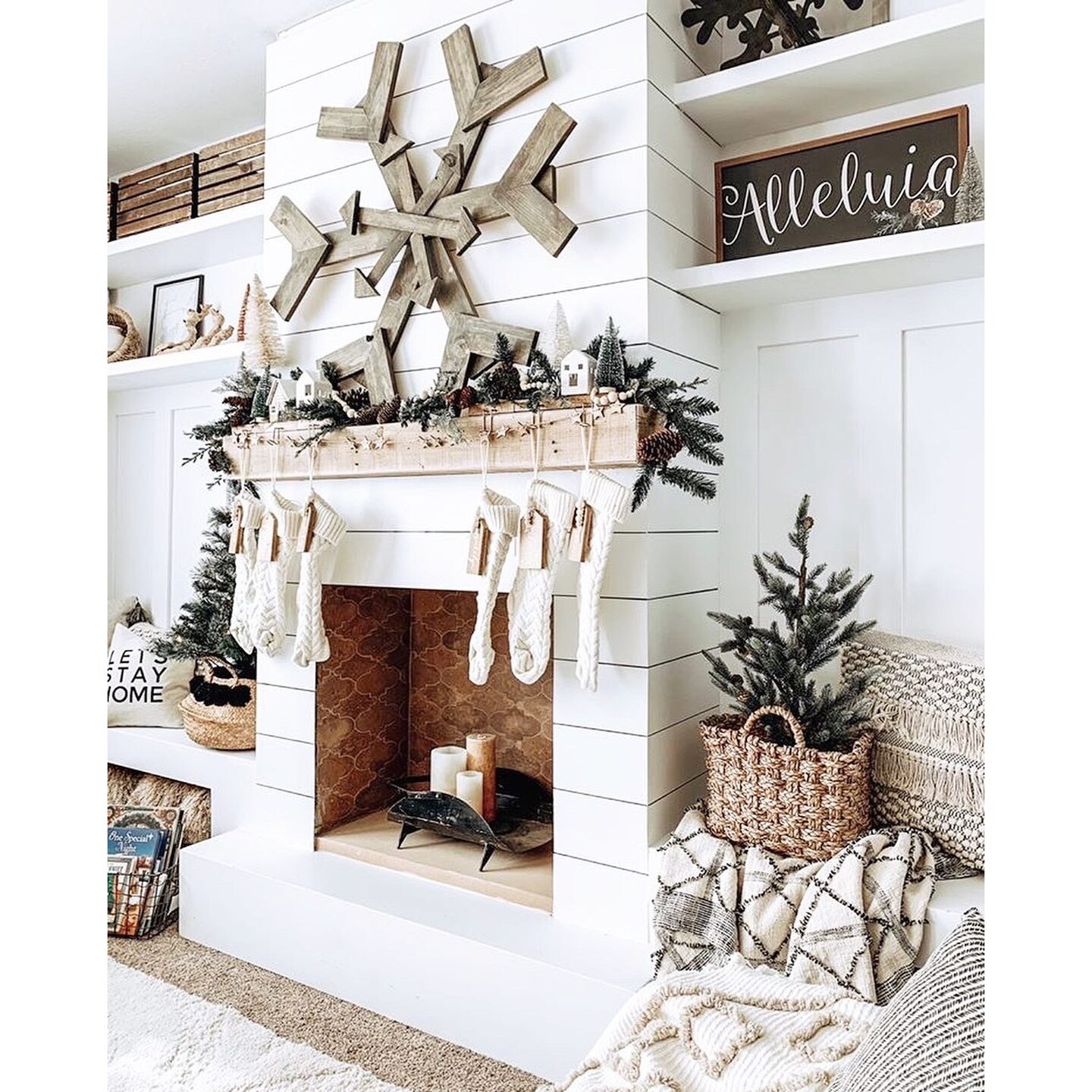 Ivory Hand-Knitted Christmas Stocking – Cozy Cable Knit Mantel Decor | Busa Designs