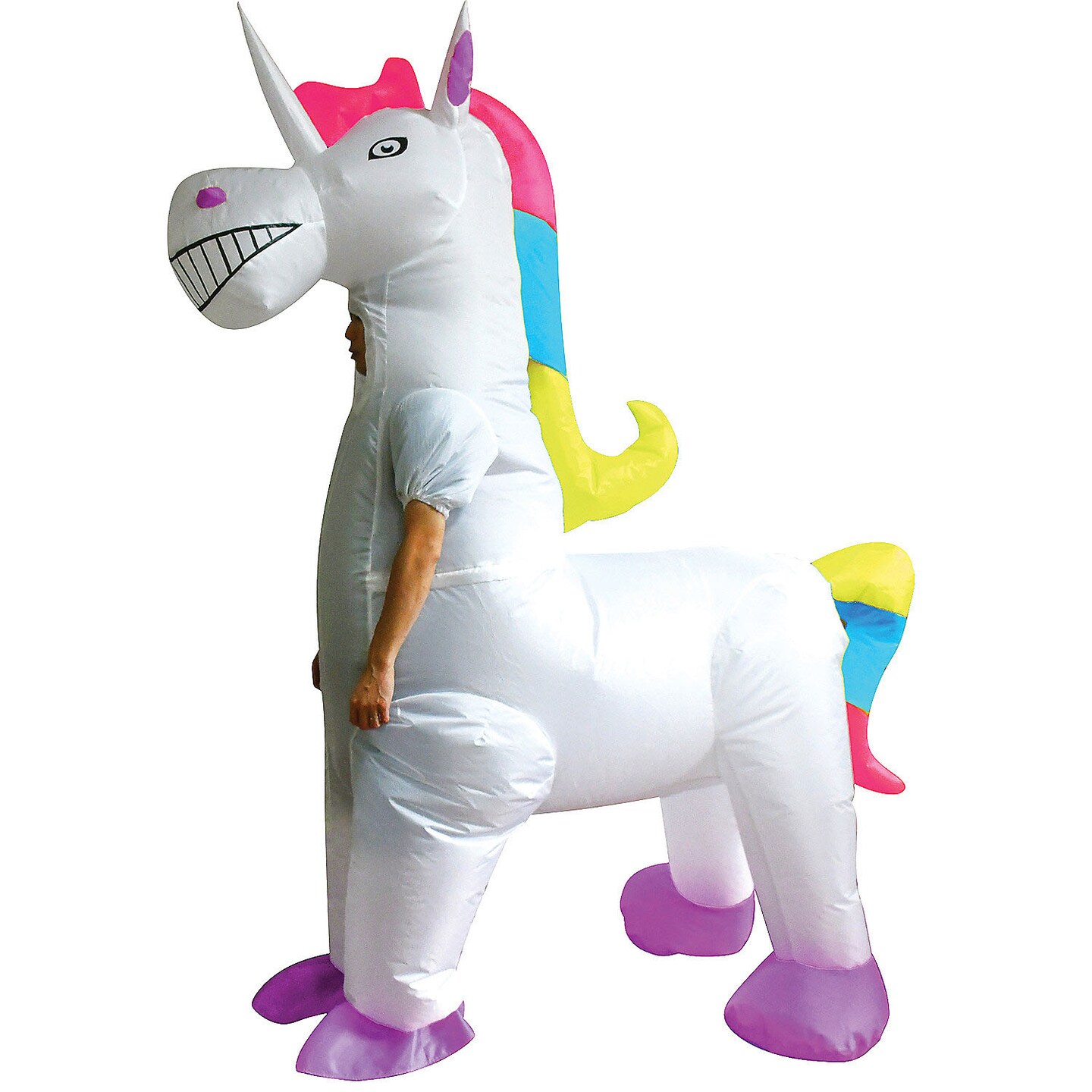 Unicorn Inflatable 4 Legged Costume for Adults with Colorful Mane and Tail Easy Inflate