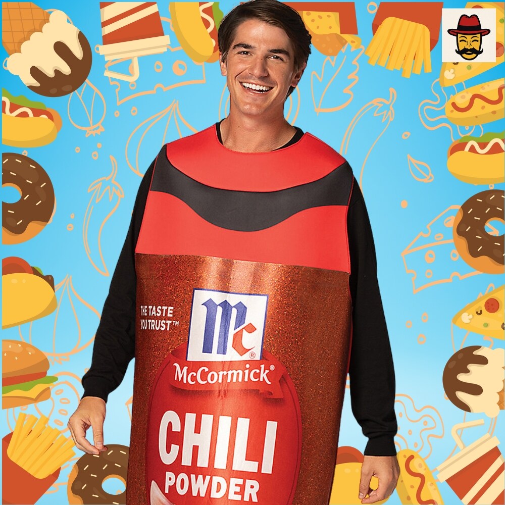 Adults McCormick Chili Powder Spice Costume Funny Food Bottle Look