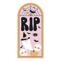 Groovy Halloween &#x22;RIP&#x22; Tombstone Wall Poster 84&#x22; x 39&#x22;