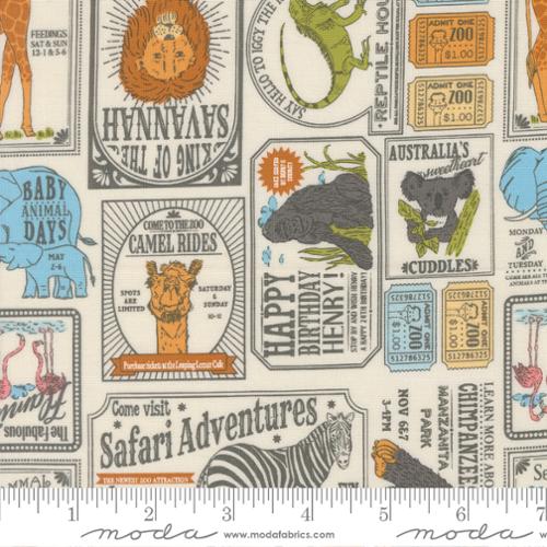 Fabric Moda Dove Vintage Zoo Animal Park Fun by the Quarter Yard 20965-11