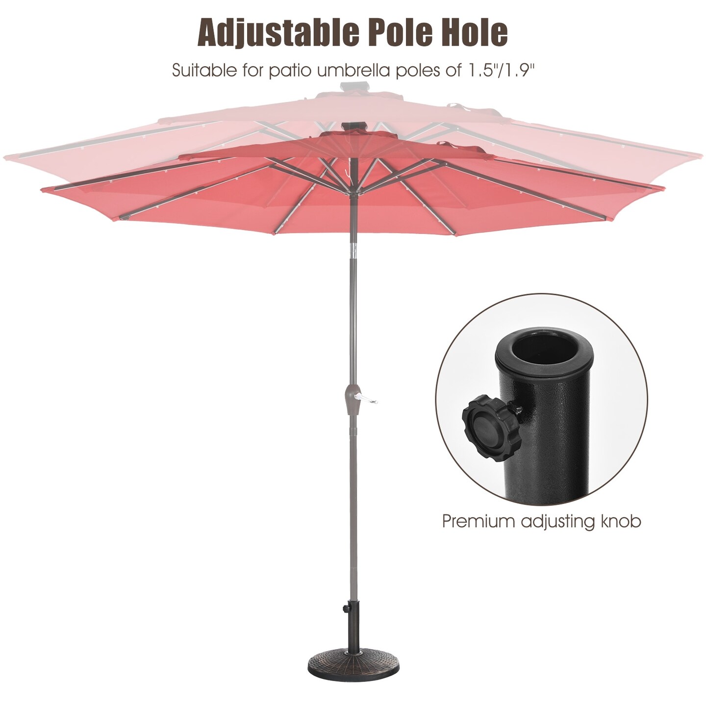 Outdoor 22Lbs Resin Umbrella Base with Wicker Design for Stability