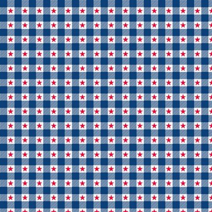 Fabric P & B Textiles Dark Blue Star Plaid Patriotic Minis by the Quarter Yard PMIN6049-DB