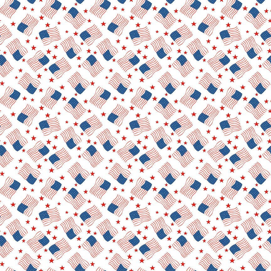 Fabric Riley Blake White Flags Firecracker by the Quarter Yard C17203-WHITE
